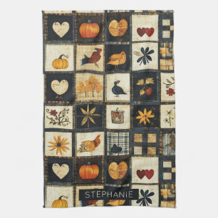 Linge De Cuisine Motif de surface composée d'automne rustique   Pat