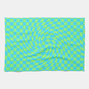 Linge De Cuisine Motif de tableau de bord bleu clair et vert dépoli