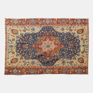 Linge De Cuisine Motif de Tapis Turquoise Antique Oriental
