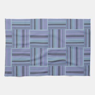 Linge De Cuisine Motif de tissage à rayures bleu-gris