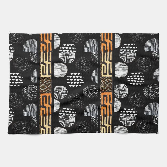 Linge De Cuisine Motif de tissu de boue tribale africaine (Horizontal)