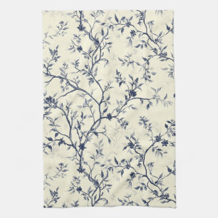 Linge De Cuisine Motif de toile florale vintage bleu (1)