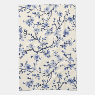 Linge De Cuisine Motif de toile florale vintage bleu (5)