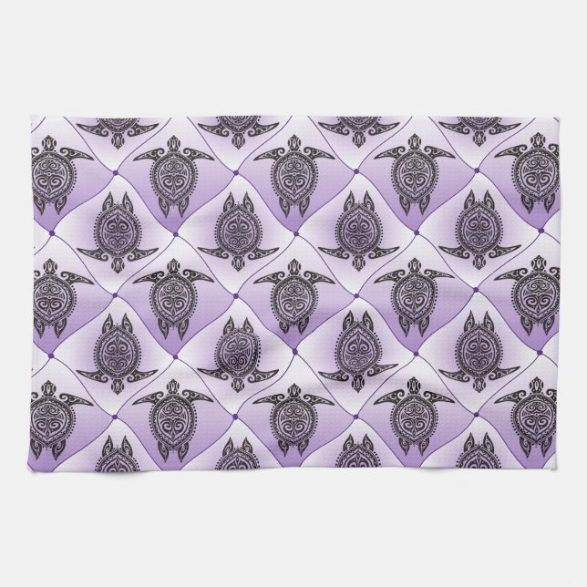 Linge De Cuisine Motif de tortues de mer chamanique - violet (Horizontal)