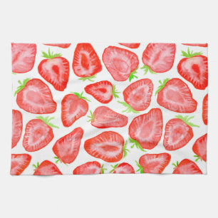 Linge De Cuisine Motif de tranches de fraise d'aquarelle