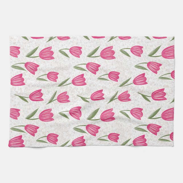 Linge De Cuisine Motif de tulipe rose (Horizontal)