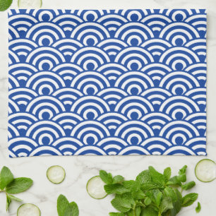 Linge De Cuisine Motif de vague japonais blanc de bleu de cobalt