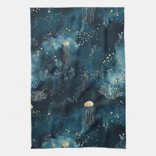 Linge De Cuisine Motif de vie marine méduse sous-marine de la marin