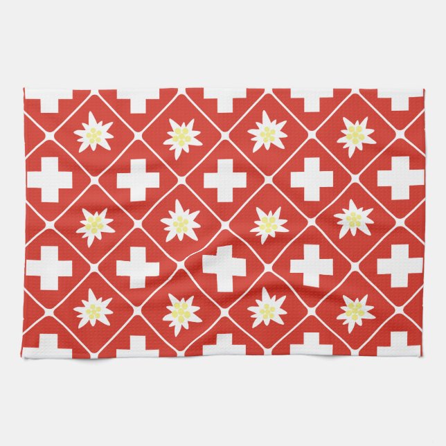 Linge De Cuisine Motif d'edelweiss de la Suisse (Horizontal)
