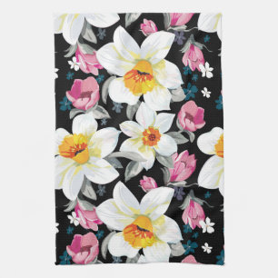 Linge De Cuisine Motif d'élégance avec des fleurs de narcisse