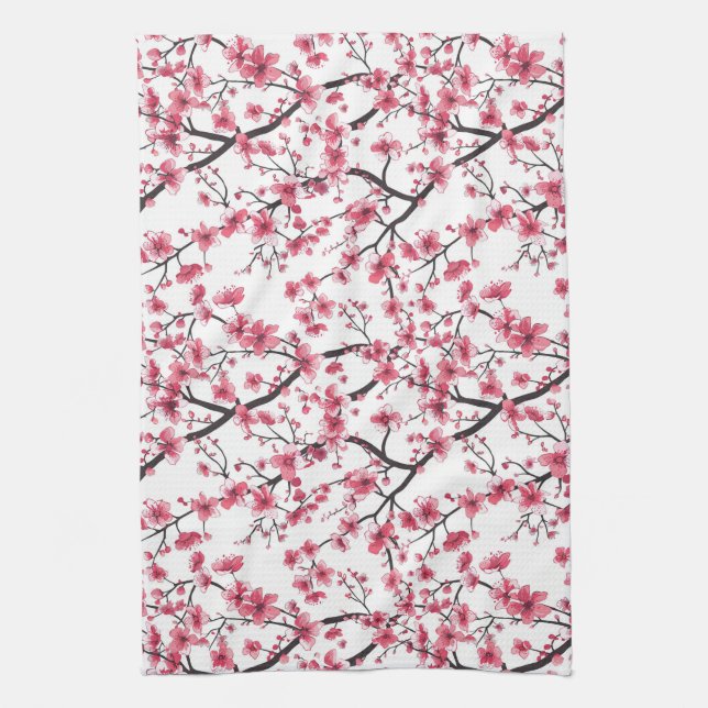 Linge De Cuisine Motif délicieux en fleur de cerisier (Vertical)
