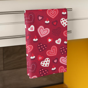 Linge De Cuisine Motif des coeurs de la Saint-Valentin rouge