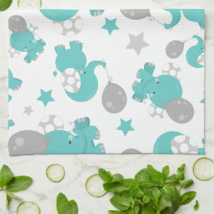 Linge De Cuisine Motif Des Eléphants Bleus, Eléphants Mignons, Étoi