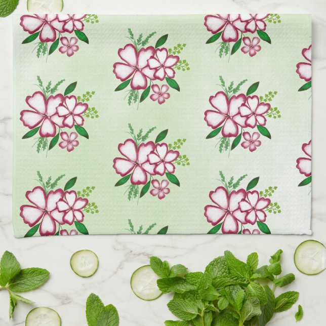 Linge De Cuisine Motif des fleurs aquarelles (Plié)