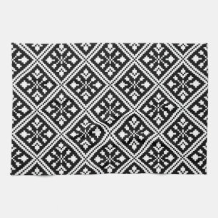 Linge De Cuisine Motif des flocons de neige de Noël noir et blanc