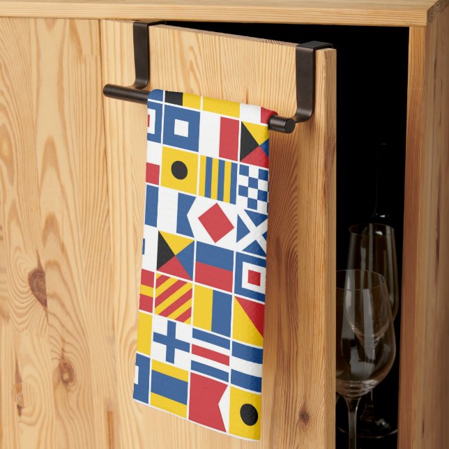 Linge De Cuisine Motif des indicateurs de signal nautique (Pliage en tiers)
