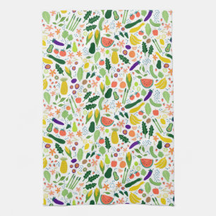 Linge De Cuisine Motif des Légumes de fruits blancs ornés
