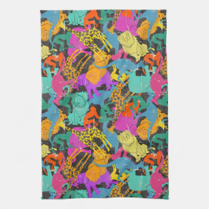 Linge De Cuisine Motif des silhouettes d'animaux rétro