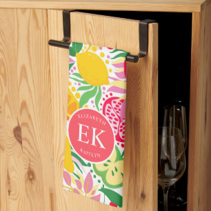 Linge De Cuisine Motif d'été pour le Monogramme de fruits tropicaux