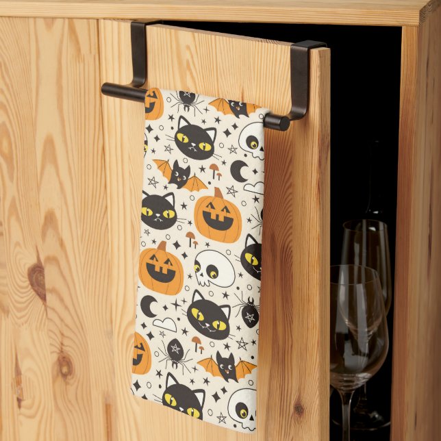 Linge De Cuisine Motif d'Halloween rétro (Pliage en tiers)