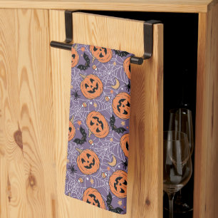 Linge De Cuisine Motif d'Halloween violet Jack-O-lanterne