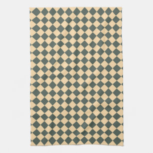 Linge De Cuisine Motif diamant à carreaux jaune vert