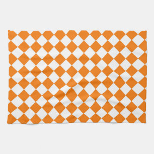 Linge De Cuisine Motif diamant à carreaux orange et blanc