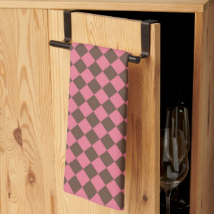 Linge De Cuisine Motif diamant de Checker Brown rose