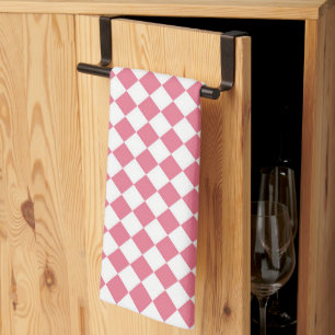 Linge De Cuisine Motif diamant du Vérificateur blanc rose