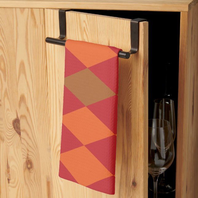 Linge De Cuisine Motif Diamond À damiers Vert orange (Pliage en tiers)