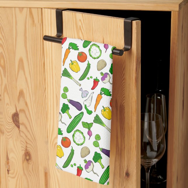 Linge De Cuisine Motif d'illustrations de légumes mixtes (Pliage en tiers)