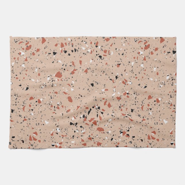 Linge De Cuisine Motif d'impression moderne Pink Terrazzo (Horizontal)