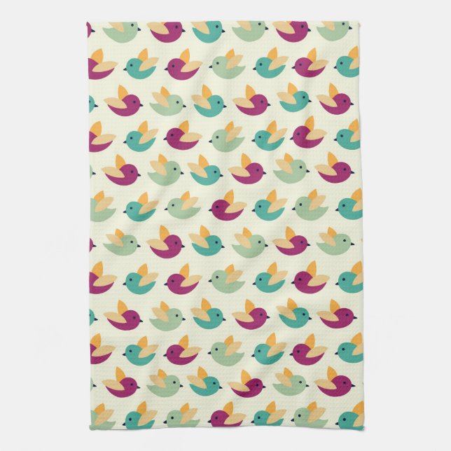 Linge De Cuisine Motif d'oiseaux (Vertical)