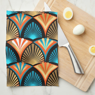 Linge De Cuisine Motif d'or feuille en palmier géométrique Art Déco