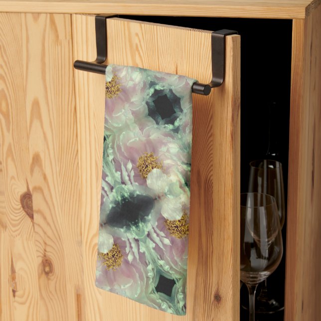 Linge De Cuisine Motif du centre de fleurs rose Peony (Pliage en tiers)