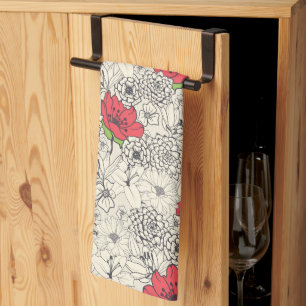 Linge De Cuisine Motif du jardin de fleurs de pavot