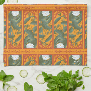 Linge De Cuisine Motif du panneau botanique du coucher de soleil -