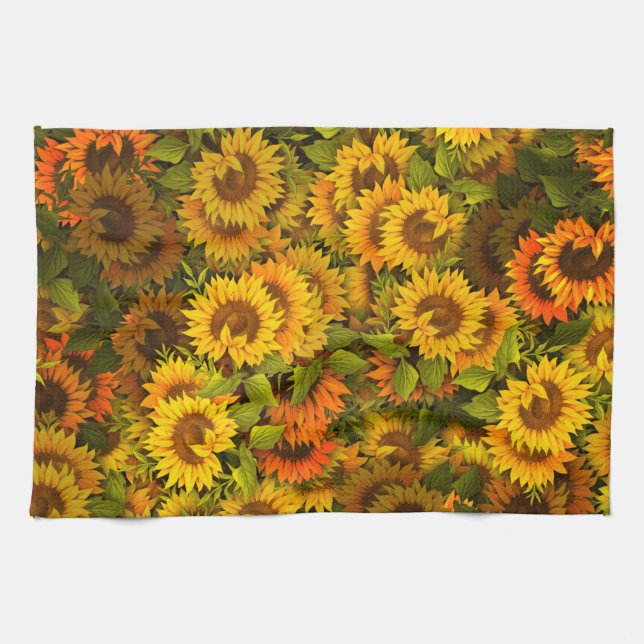 Linge De Cuisine Motif du terrain de tournesol (Horizontal)