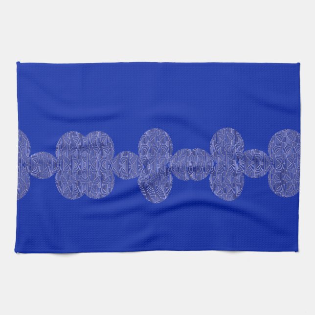 Linge De Cuisine Motif élégant rose Peach sur bleu (Horizontal)