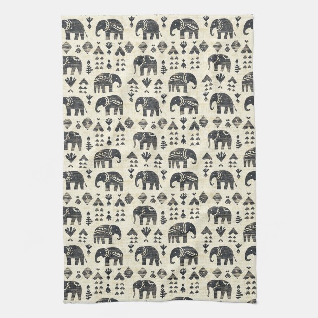 Linge De Cuisine Motif éléphant bohème tribal (1) (Vertical)
