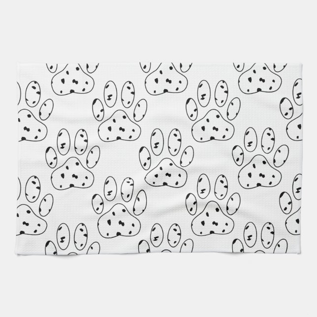 Linge De Cuisine Motif Empreinte de patte dalmate (Horizontal)