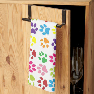 Linge De Cuisine Motif Empreintes de Pattes Colorées