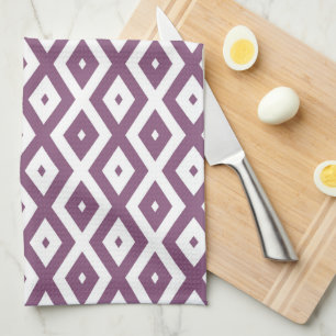 Linge De Cuisine Motif en diamant blanc et mauve