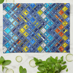 Linge De Cuisine Motif en mosaïque Abstraite colorée #5
