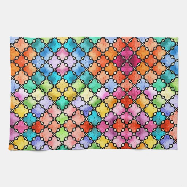 Linge De Cuisine Motif en mosaïque arc-en-ciel (Horizontal)
