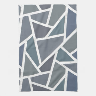 Linge De Cuisine Motif en mosaïque gris bleu