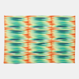 Linge De Cuisine Motif en mosaïque orange et Turquoise