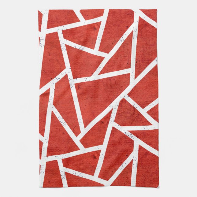 Linge De Cuisine Motif en mosaïque rouge et blanche (Vertical)