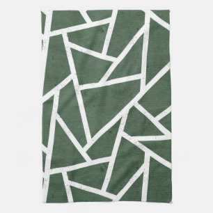 Linge De Cuisine Motif en mosaïque verte et blanche