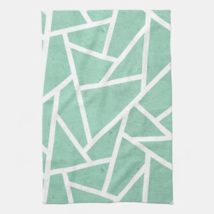 Linge De Cuisine Motif en mosaïque verte et blanche